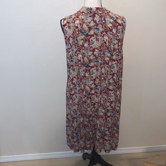 Vintage More Jazz Red Floral Midi Button Down Dress - Picture 6 of 7